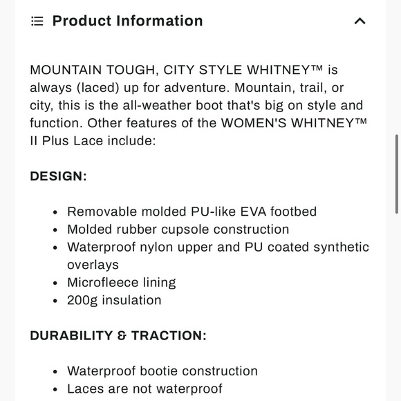 NEVER WORN SOREL Women's Whitney II Plus Lace Waterproof Boot sz 5 - Picture 6 of 6